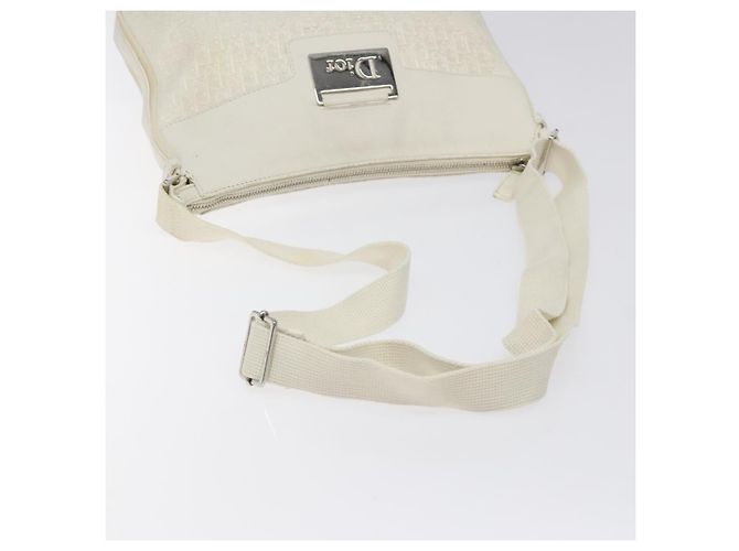 Christian Dior Trotter Canvas Schultertasche Weiß Silber Authentisch 124231 - Ansicht 7