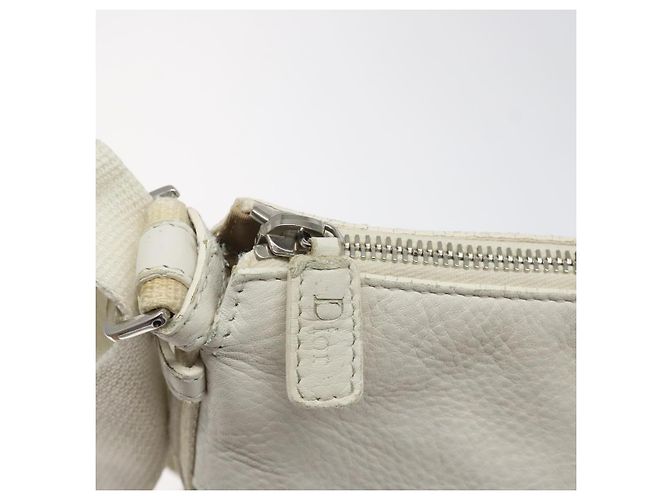 Christian Dior Trotter Canvas Schultertasche Weiß Silber Authentisch 124231 - Ansicht 9