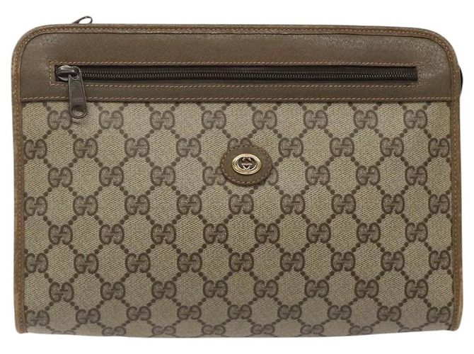 GUCCI GG Plus Supreme Clutch Bag PVC Beige 97 01 037 Auth am8392 - vista 13