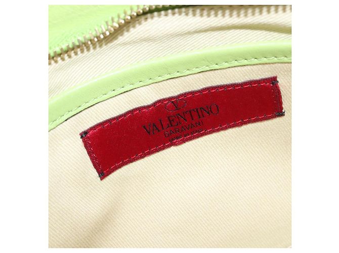 VALENTINO Borsa Clutch con Borchie in Pelle Oro Verde Chiaro Auth BA2541 D'oro - vista 10