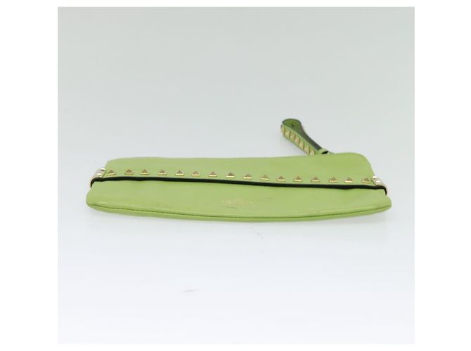 VALENTINO Borsa Clutch con Borchie in Pelle Oro Verde Chiaro Auth BA2541 D'oro - vista 7