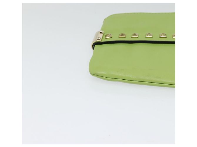 VALENTINO Borsa Clutch con Borchie in Pelle Oro Verde Chiaro Auth BA2541 D'oro - vista 8