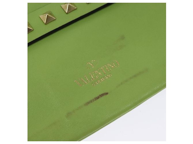 VALENTINO Borsa Clutch con Borchie in Pelle Oro Verde Chiaro Auth BA2541 D'oro - vista 9