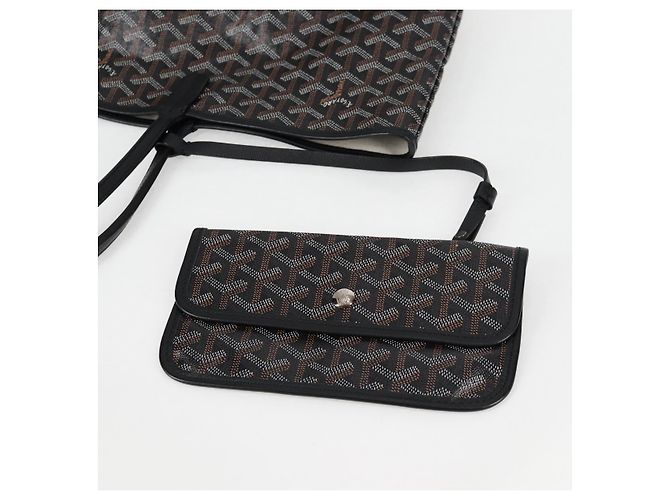Goyard Borsa tote PM Saint Louis Herringbone in PVC nero Auth yk18410M - vista 19