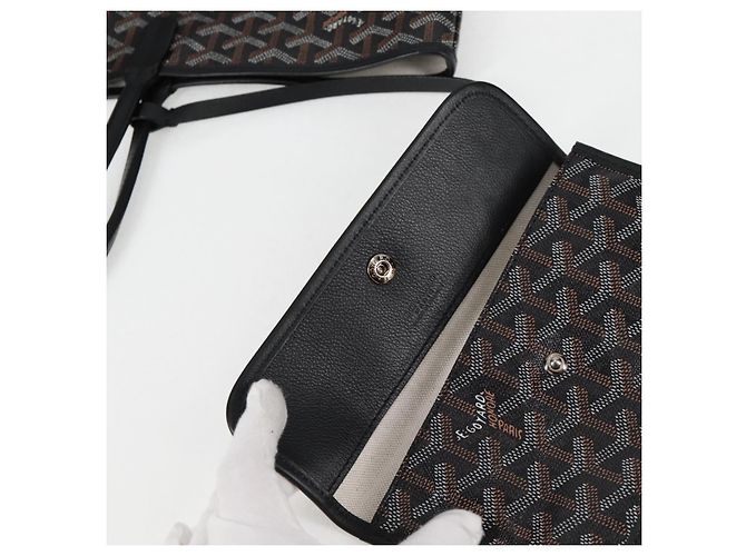 Goyard Borsa tote PM Saint Louis Herringbone in PVC nero Auth yk18410M - vista 23