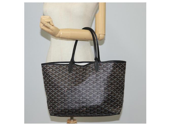 Goyard Borsa tote PM Saint Louis Herringbone in PVC nero Auth yk18410M - vista 26