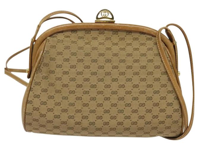 Gucci Borsa a spalla Micro GG Supreme PVC Beige Oro 001 261 1053 Auth BA2223 D'oro - vista 2