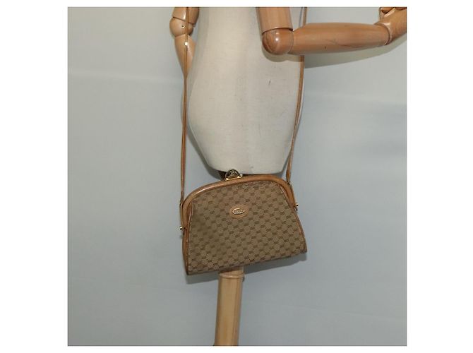 Gucci Borsa a spalla Micro GG Supreme PVC Beige Oro 001 261 1053 Auth BA2223 D'oro - vista 20