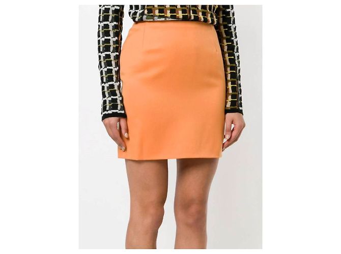 Falda mini de lana naranja Gianni Versace - vista 3