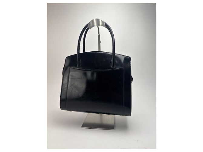 Céline Vintage Celine Paris Handtasche aus schwarzem Lackleder - Ansicht 2