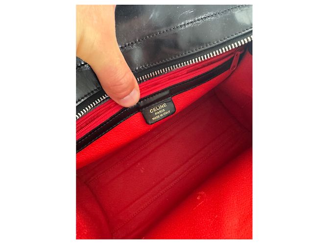 Céline Vintage Celine Paris Handtasche aus schwarzem Lackleder - Ansicht 4