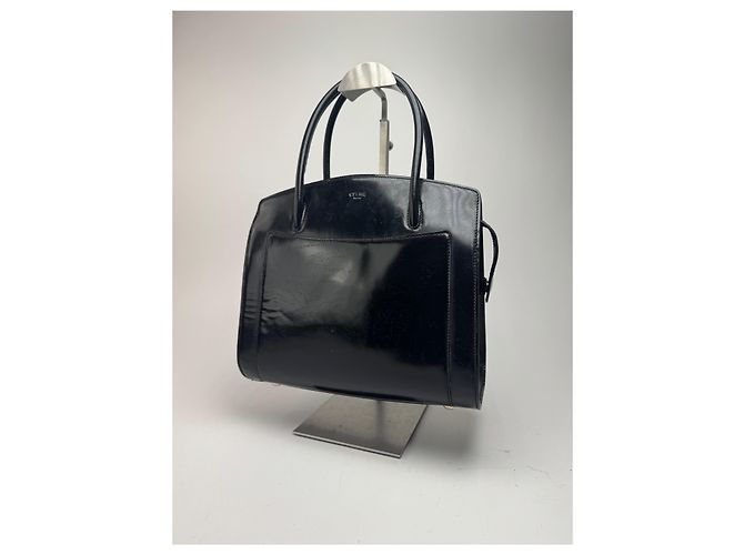 Céline Vintage Celine Paris Handtasche aus schwarzem Lackleder - Ansicht 5