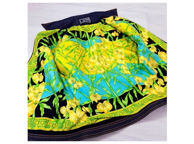 Conjunto de colete e saia de seda Gianni Versace Couture Azul Verde - vista 10