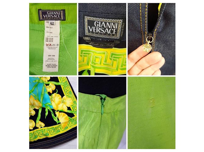 Conjunto de colete e saia de seda Gianni Versace Couture Azul Verde - vista 14