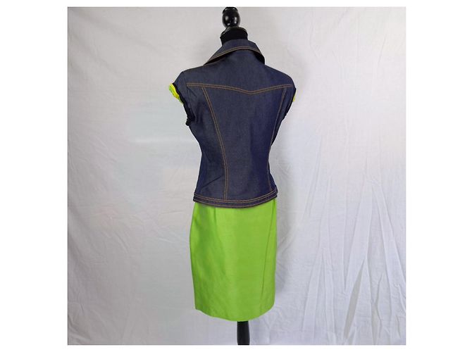 Conjunto de colete e saia de seda Gianni Versace Couture Azul Verde - vista 2
