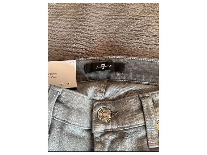 Jeans 7 For All Mankind Plateados de Algodón Plata - vista 4