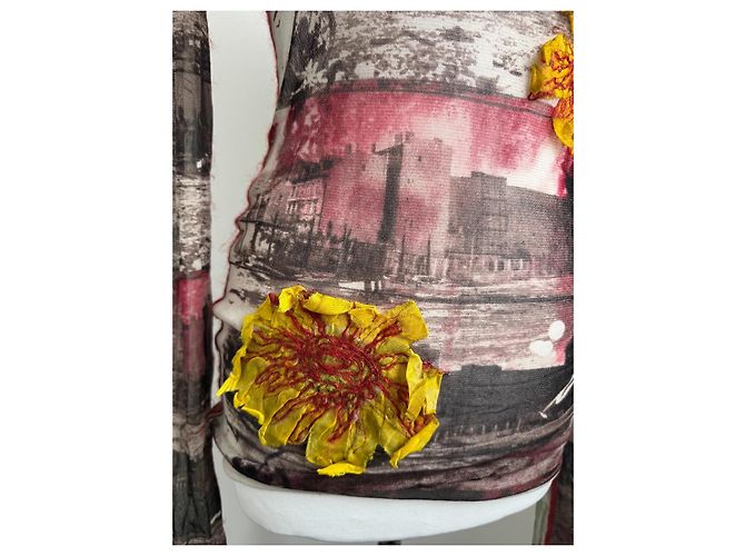 Jean Paul Gaultier Top de Malla Manga Larga Muro de Berlín Seda - vista 5
