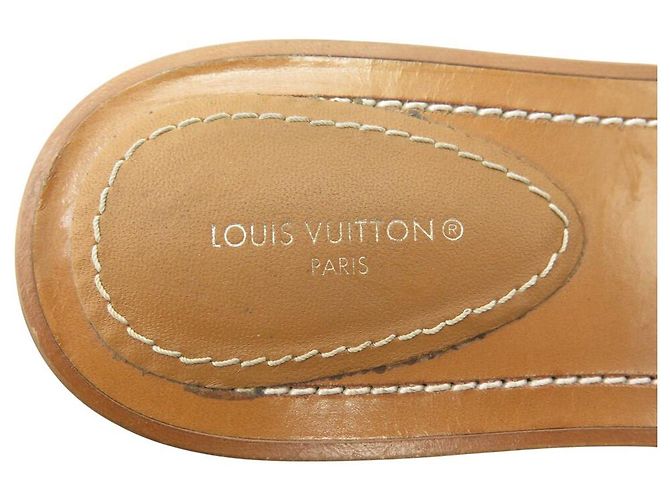LOUIS VUITTON FLACHE MULES LOCK IT 37 CAMEL GRAINLEDER-SANDALEN Kamel - Ansicht 5