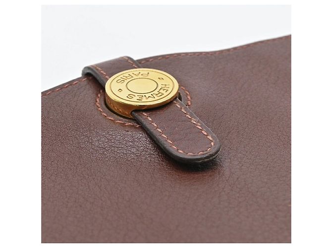 Cartera larga bi-fold Dogon Duo MM de Hermès Castaño - vista 10