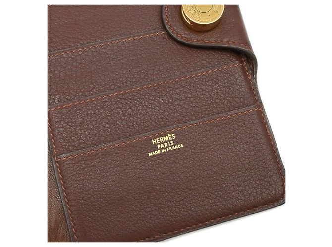 Cartera larga bi-fold Dogon Duo MM de Hermès Castaño - vista 13