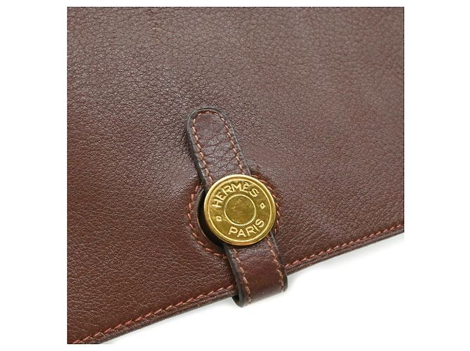Cartera larga bi-fold Dogon Duo MM de Hermès Castaño - vista 4
