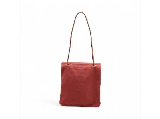 Borsa a spalla in pelle e tela Aline MM di Hermès Bordò - vista 2