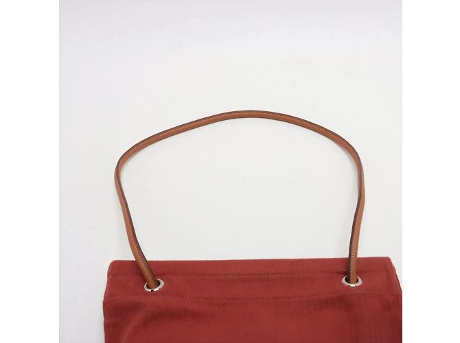 Borsa a spalla in pelle e tela Aline MM di Hermès Bordò - vista 6