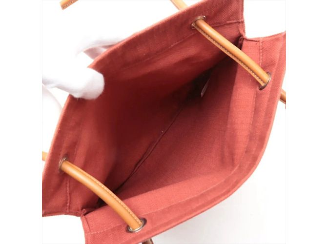 Borsa a spalla in pelle e tela Aline MM di Hermès Bordò - vista 7