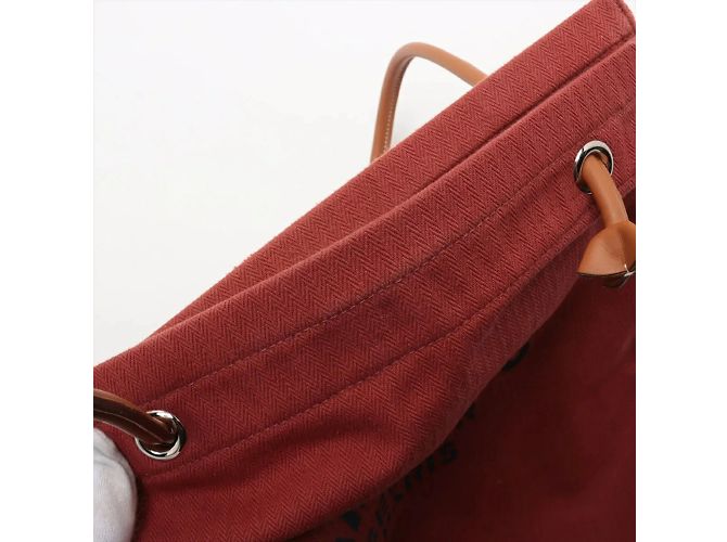 Borsa a spalla in pelle e tela Aline MM di Hermès Bordò - vista 8