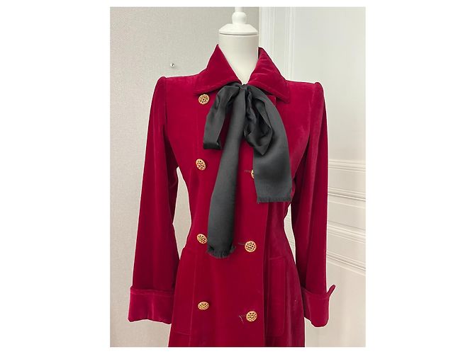 Cappotto Givenchy in velluto rosso - vista 3