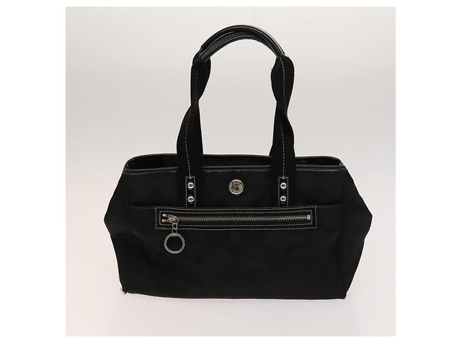 Borsa Coach Signature in tela di nylon 2 pezzi nera e grigia Auth bs25898 Marrone Nero - vista 10