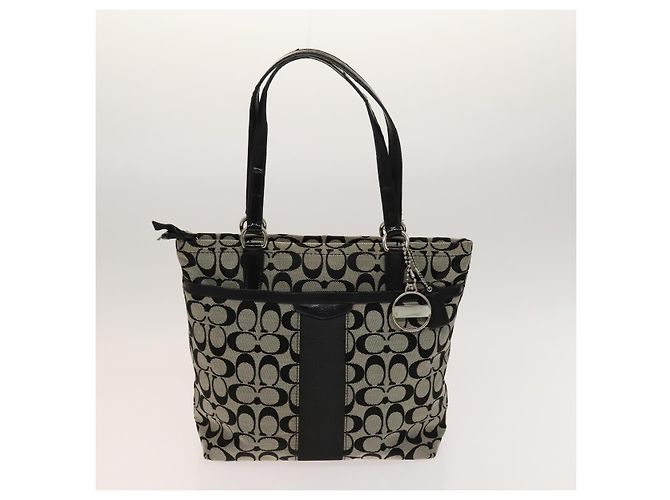Borsa Coach Signature in tela di nylon 2 pezzi nera e grigia Auth bs25898 Marrone Nero - vista 2
