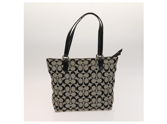 Borsa Coach Signature in tela di nylon 2 pezzi nera e grigia Auth bs25898 Marrone Nero - vista 3
