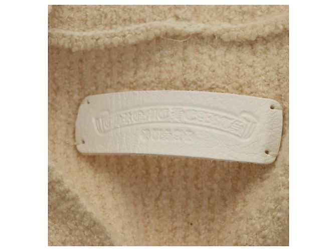Jaqueta de tecido tricotado de manga longa Chrome Hearts em algodão creme Auth PP635M - vista 14