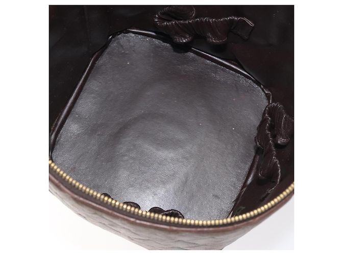CHANEL Matelassé COCO Marchio Vanity Pouch Pelle di Agnello Marrone Scuro CC Auth 123070 - view 11