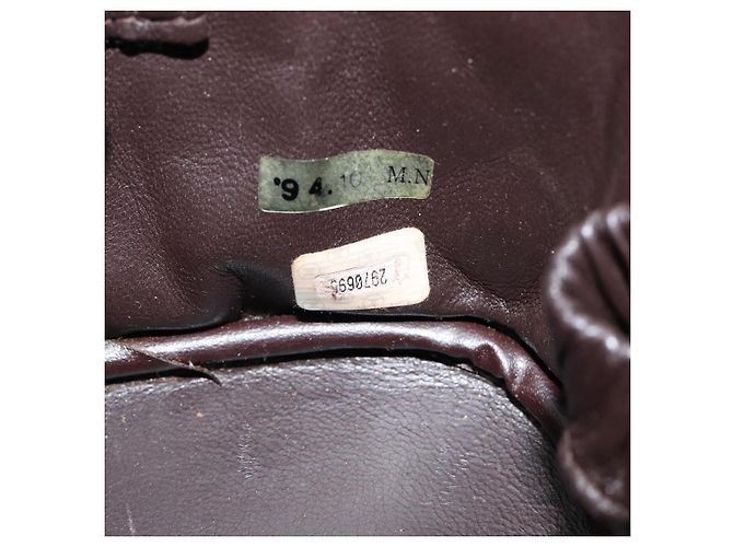 CHANEL Matelassé COCO Marchio Vanity Pouch Pelle di Agnello Marrone Scuro CC Auth 123070 - view 12