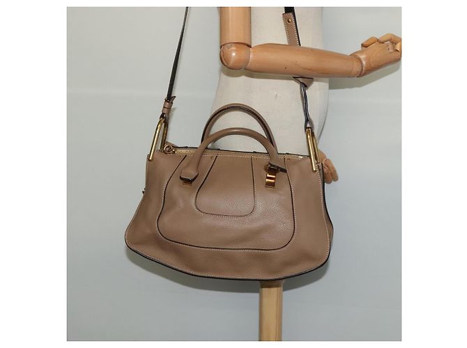 Chloé Borsa a mano in pelle Chloe Hailey 2 vie beige oro Auth am8424 D'oro - vista 24