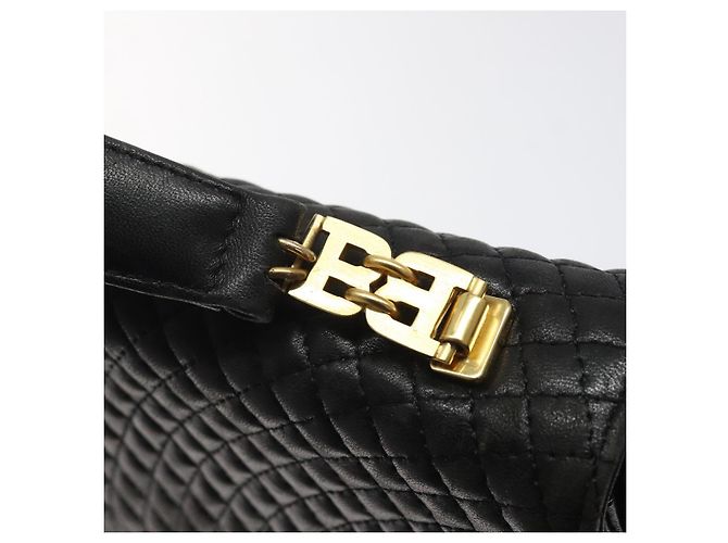 BALLY Handtasche aus schwarzem Leder mit Gold Auth BA2293 Golden - Ansicht 17