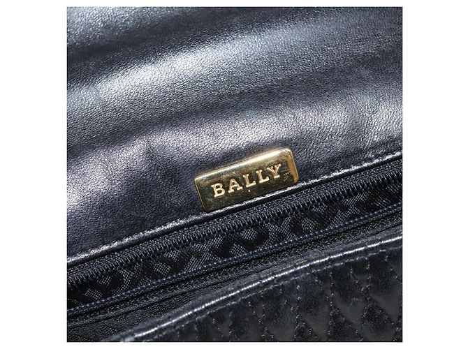 BALLY Handtasche aus schwarzem Leder mit Gold Auth BA2293 Golden - Ansicht 18
