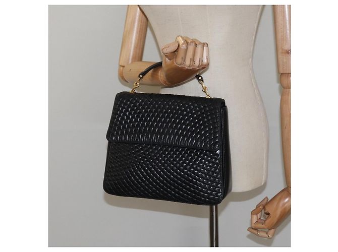 BALLY Handtasche aus schwarzem Leder mit Gold Auth BA2293 Golden - Ansicht 23