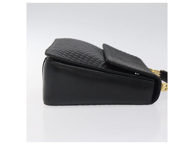 BALLY Handtasche aus schwarzem Leder mit Gold Auth BA2293 Golden - Ansicht 3
