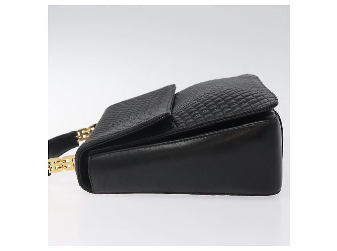 BALLY Handtasche aus schwarzem Leder mit Gold Auth BA2293 Golden - Ansicht 4