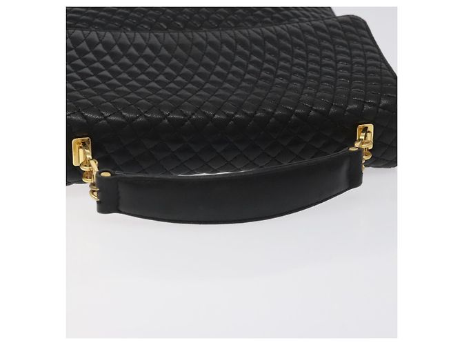 BALLY Handtasche aus schwarzem Leder mit Gold Auth BA2293 Golden - Ansicht 7