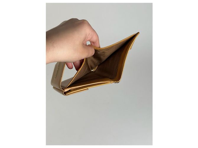 Triomphe Céline Vintage Celine Paris Leather Wallet yellow Brown - view 2