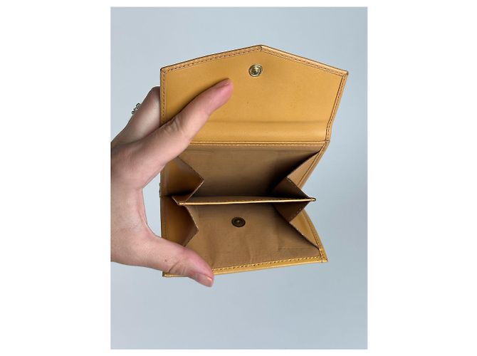 Triomphe Céline Vintage Celine Paris Leather Wallet yellow Brown - view 4