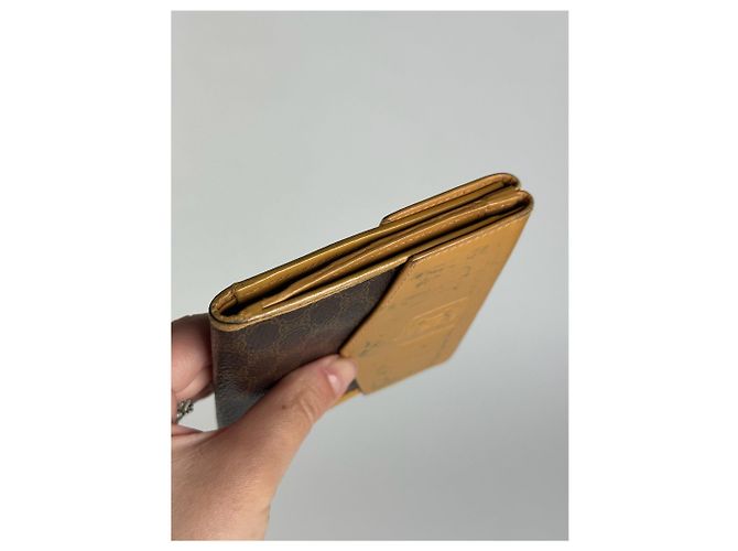 Triomphe Céline Vintage Celine Paris Leather Wallet yellow Brown - view 6