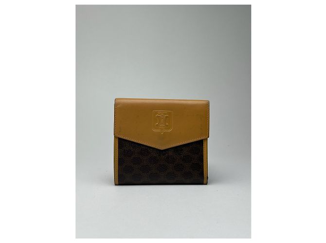 Triomphe Céline Vintage Celine Paris Leather Wallet yellow Brown - view 7
