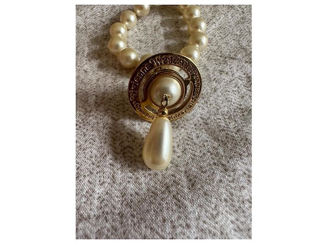 Collana Vivienne Westwood di Perle Bianche e Oro Bianco D'oro - vista 4