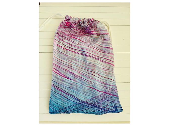 CHANEL Baumwoll-Kaschmir Pareo – Pre-Fall Kollektion Pink Weiß Blau Fuschia - Ansicht 5