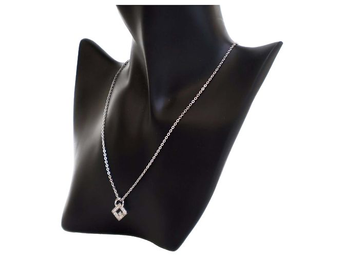 Givenchy Silber Plattierter G Logo Strass Anhänger Halskette - Ansicht 5